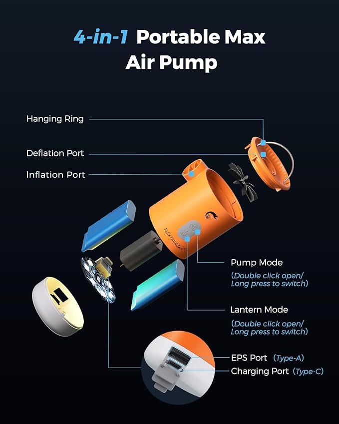 Flextail  MAX PUMP 2 PRO Pompe à air rechargeable 4 en 1 