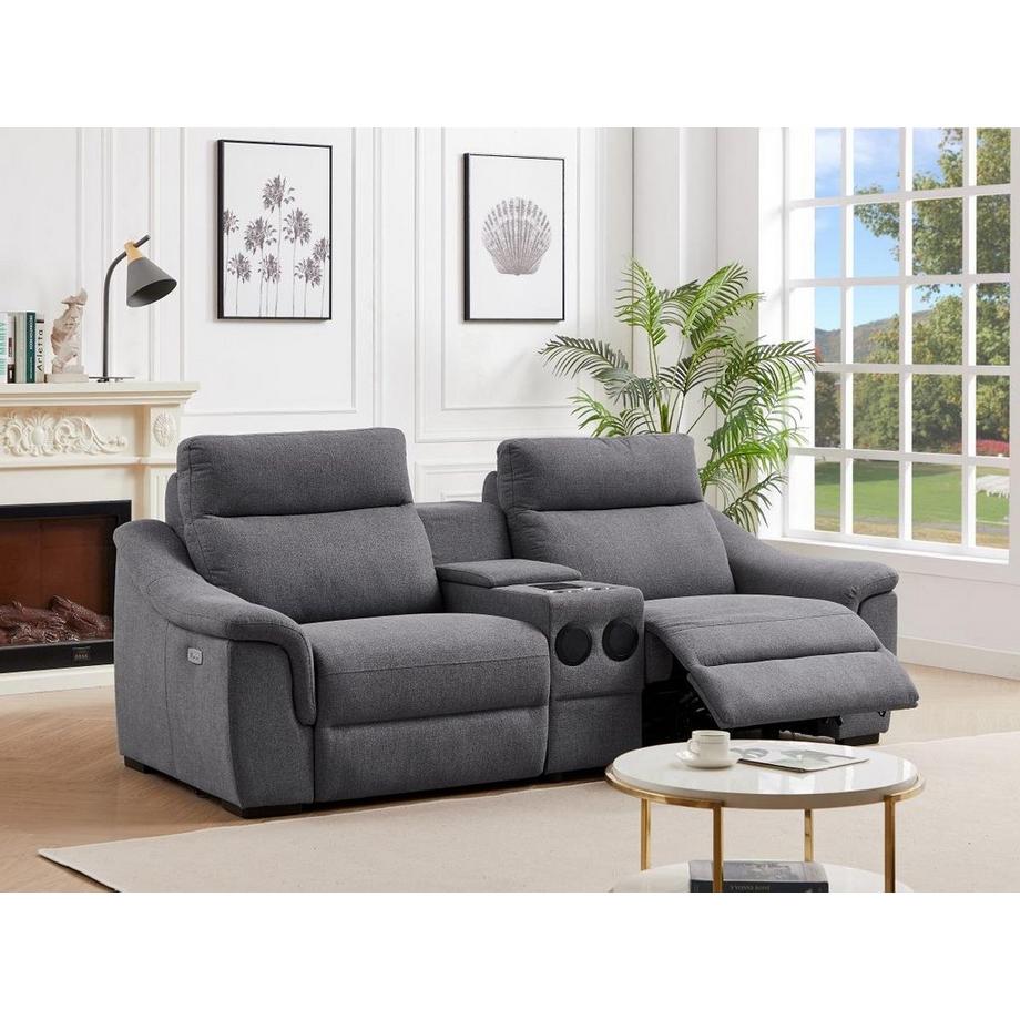 Vente-unique Relaxsofa elektrisch 2-Sitzer - Stoff - Grau - VERETO  