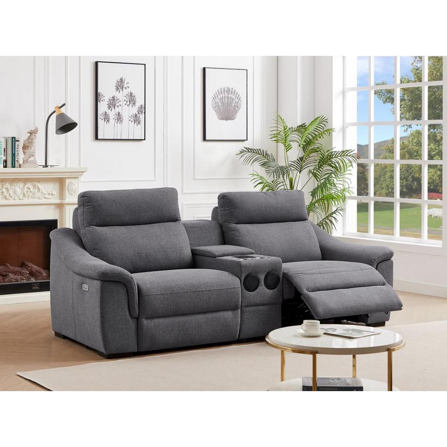 Vente-unique Relaxsofa elektrisch 2-Sitzer - Stoff - Grau - VERETO  