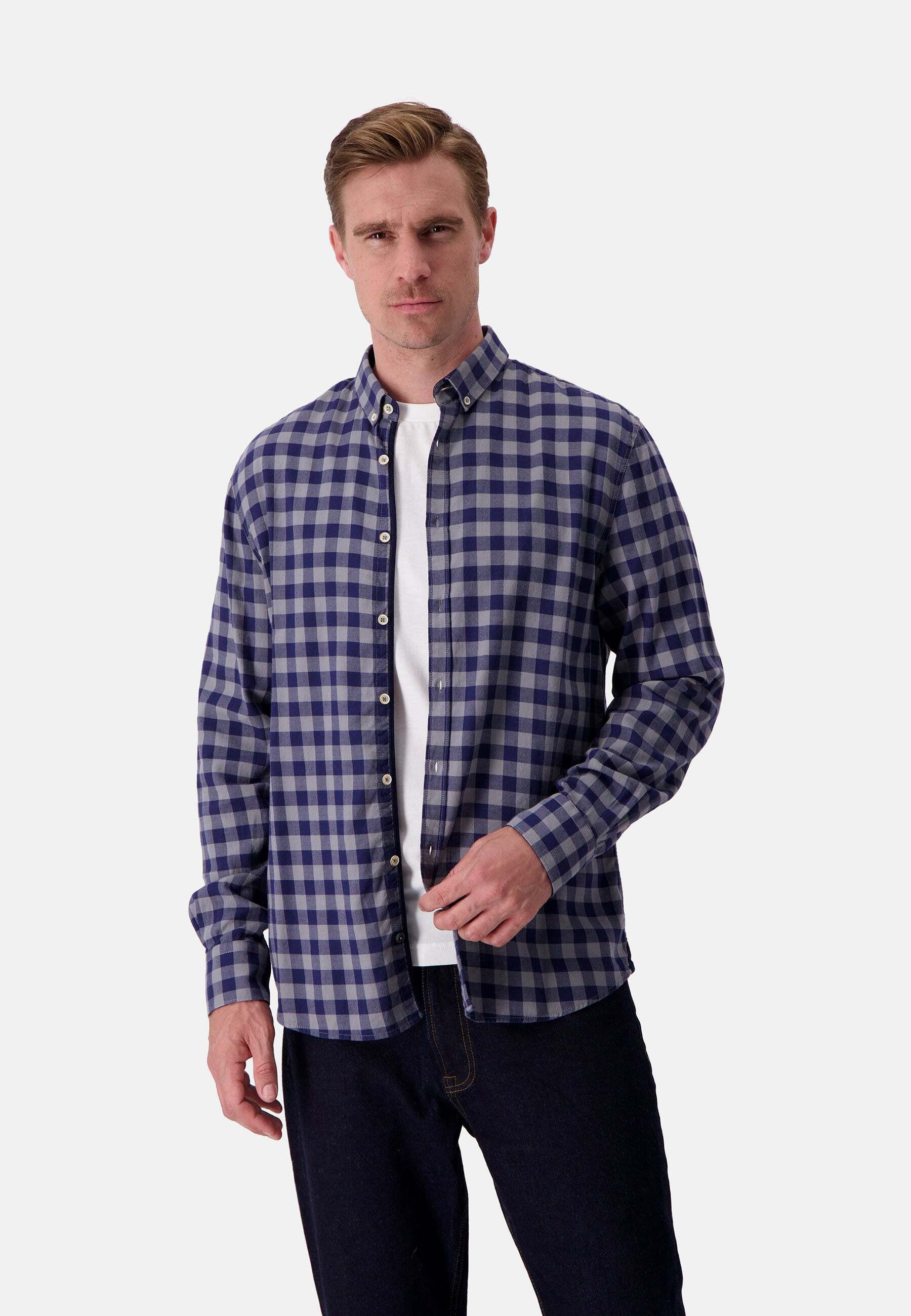 Colours & Sons Langarmhemd Printed Navy Vichy  