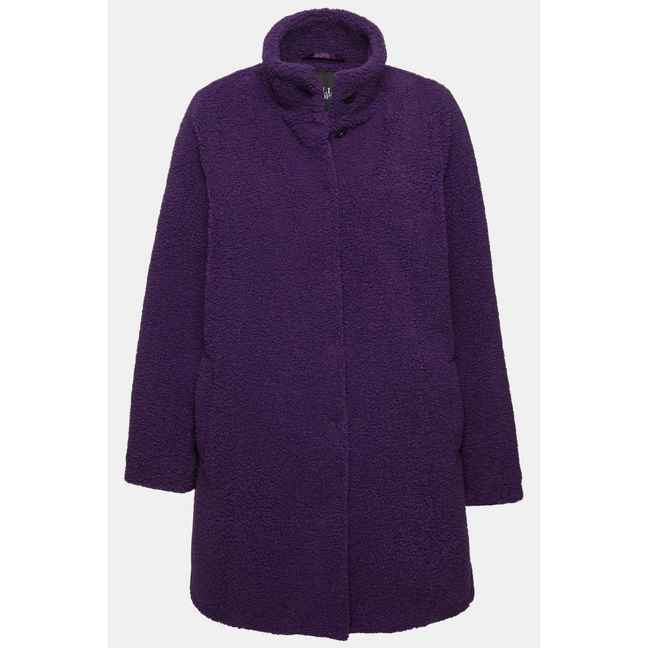 Ulla Popken Teddy Mantel A-Linie Stehkragen Druckknöpfe  