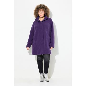 Teddy-Mantel, A-Linie, Stehkragen, Druckknöpfe