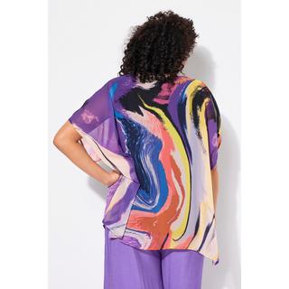 Ulla Popken Tunica in chiffon doppio strato scollo rotondo mezze maniche  