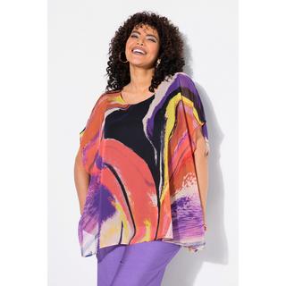 Ulla Popken Tunica in chiffon doppio strato scollo rotondo mezze maniche  