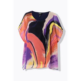 Ulla Popken Tunica in chiffon doppio strato scollo rotondo mezze maniche  