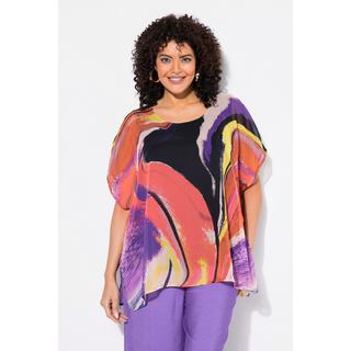 Ulla Popken Tunica in chiffon doppio strato scollo rotondo mezze maniche  