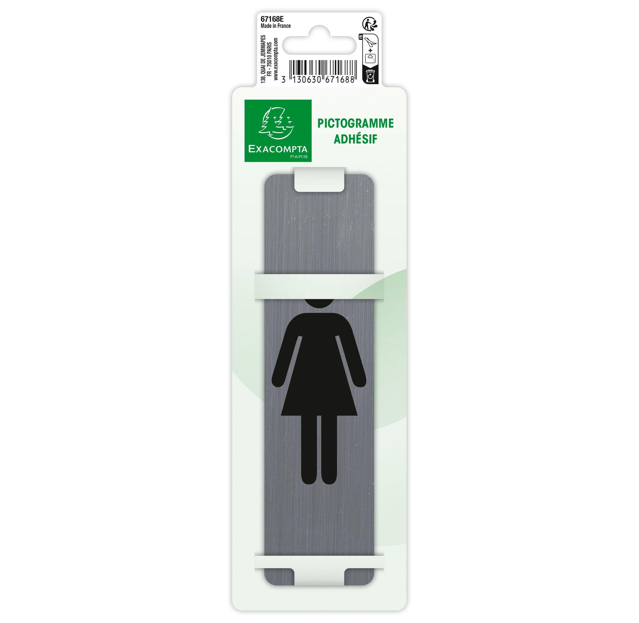 Exacompta Piastra porta autoadesiva alluminio Toilette Donna 16,5x4,4 cm  