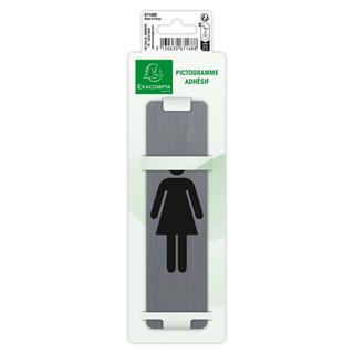 Exacompta Piastra porta autoadesiva alluminio Toilette Donna 16,5x4,4 cm  