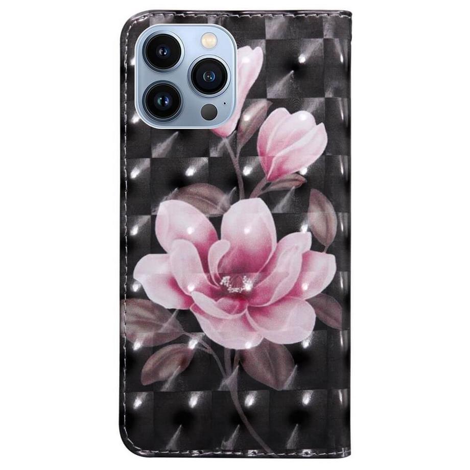 Cover-Discount  iPhone 14 Pro Max - Étui effet paillettes fleures rose 