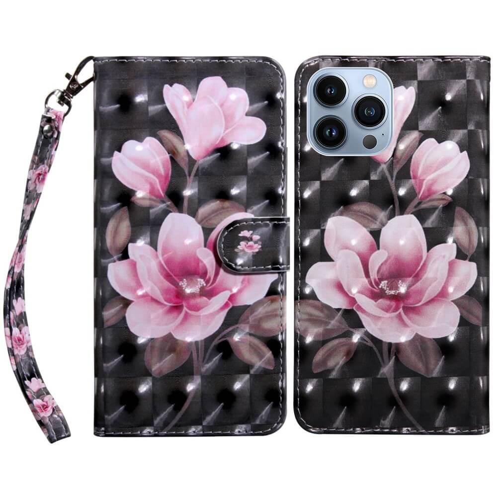 Cover-Discount  iPhone 14 Pro Max - Étui effet paillettes fleures rose 