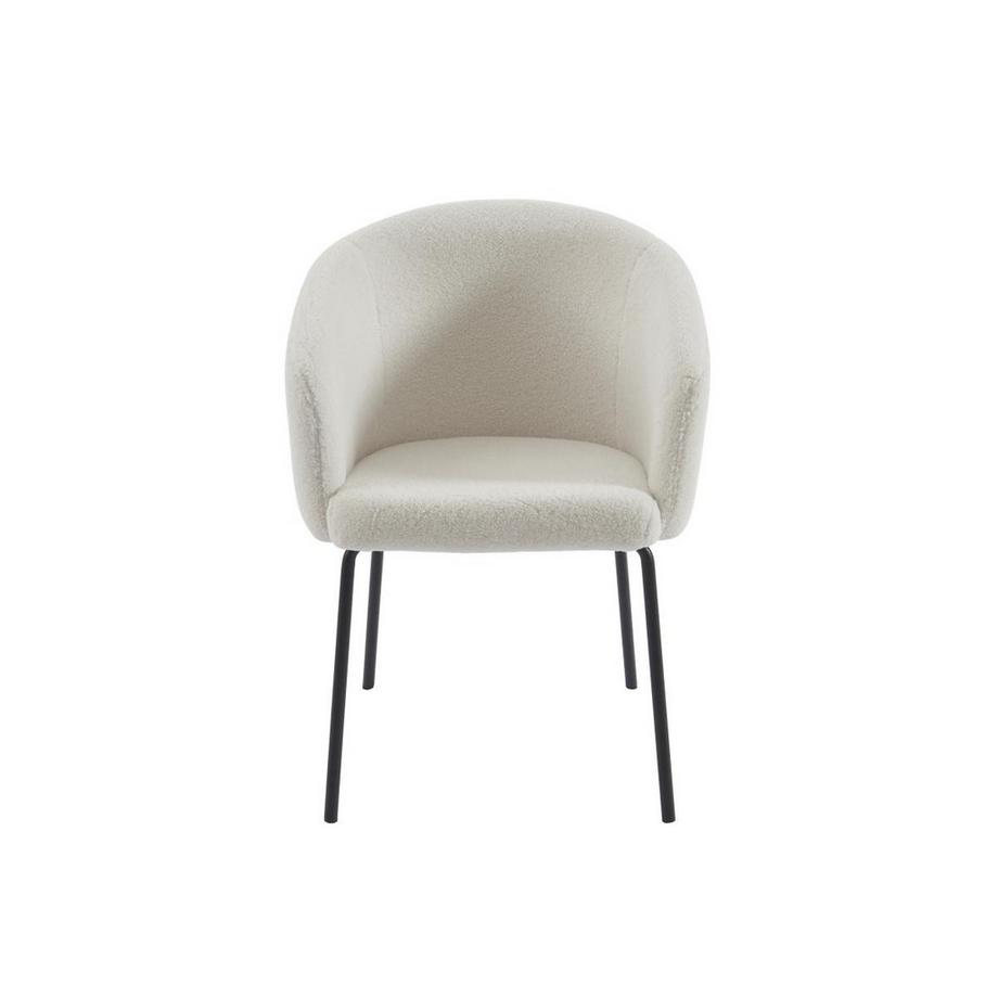 PASCAL MORABITO Stuhl mit Armlehnen 2er-Set - Bouclé-Stoff & Metall - Cremefarben - MORONI  