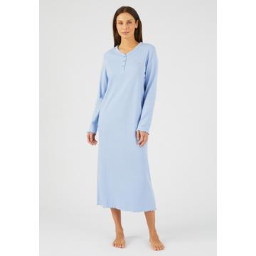 Chemise de nuit maille interlock côtelée douce et souple