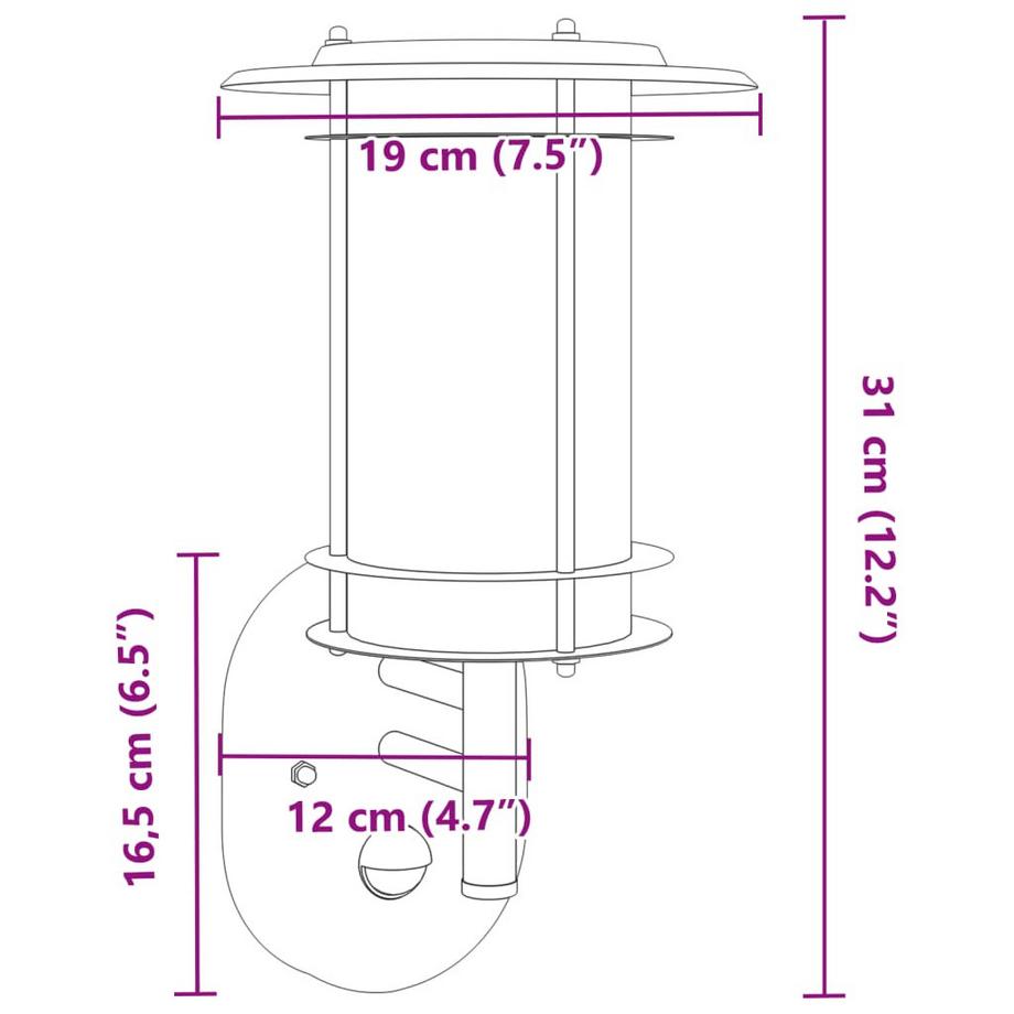 VidaXL applique da parete per esterni Acciaio inossidabile  