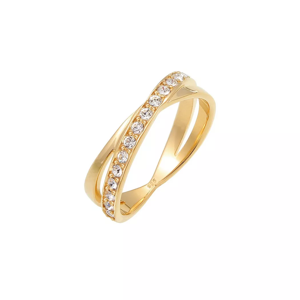 Elli - Ring Gekreuzt Kristalle, 52mm, Oro