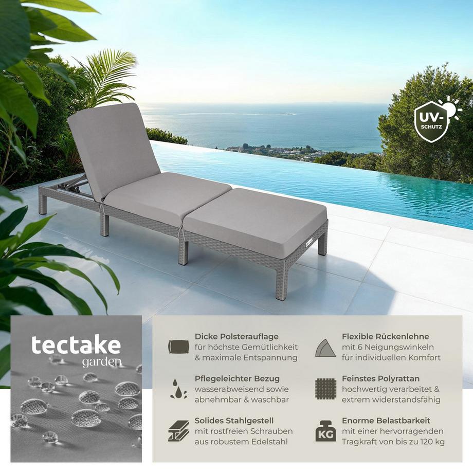 Tectake Lettino prendisole in rattan  Sofia robusto  