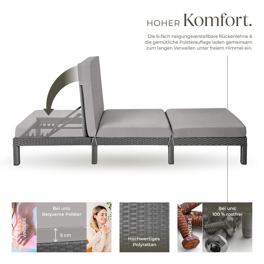 Tectake Lettino prendisole in rattan  Sofia robusto  