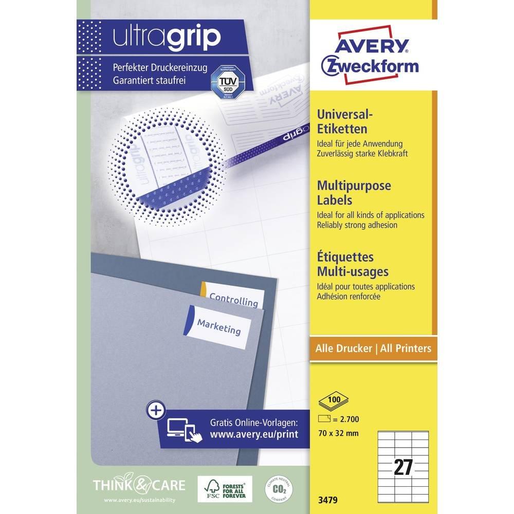 Avery-Zweckform Universal-Etiketten 70 x 32 mm Papier Weiß 2700 St. Permanent haftend Farblaserdrucker, La  