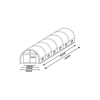 Vente-unique Foliengewächshaus Folientunnel - 18 m² - 600 x 300 x 200 cm - Stahl - IPOMEA  