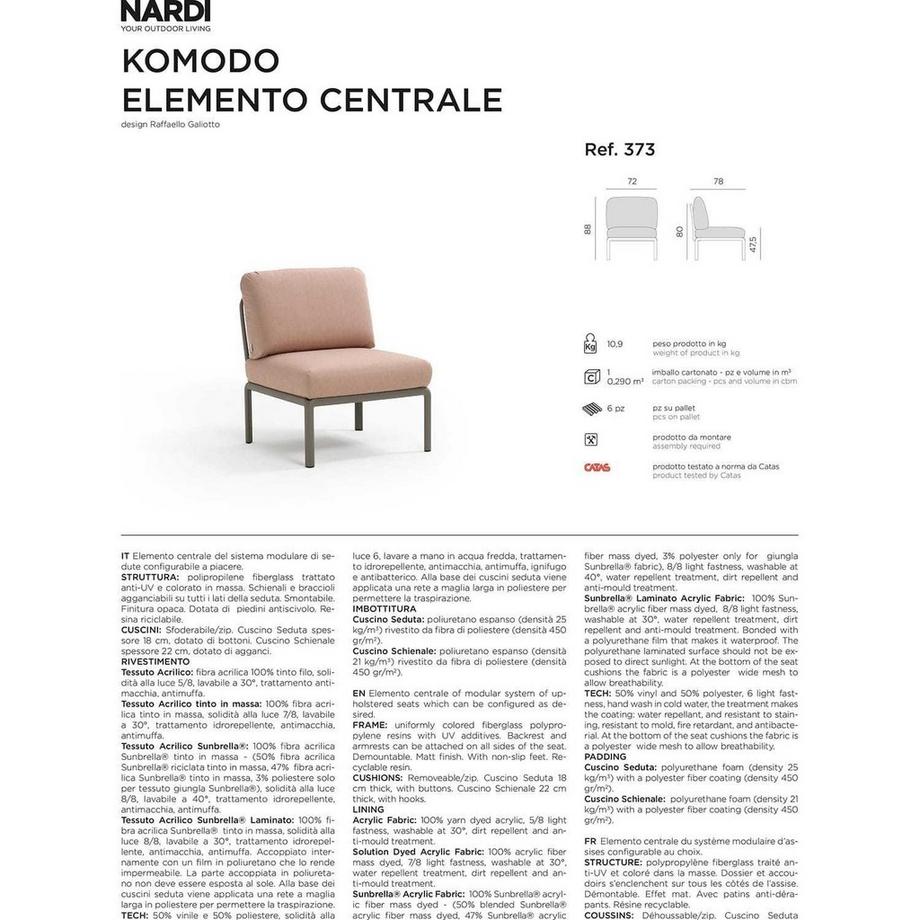 NARDI outdoor Salon de jardin élément central komodo agave bleu clair  