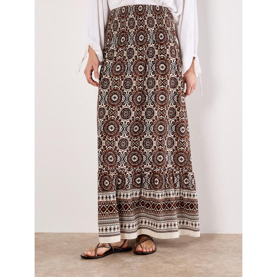 APRICOT Jupe Maxi Smockée à Imprimé Batik  