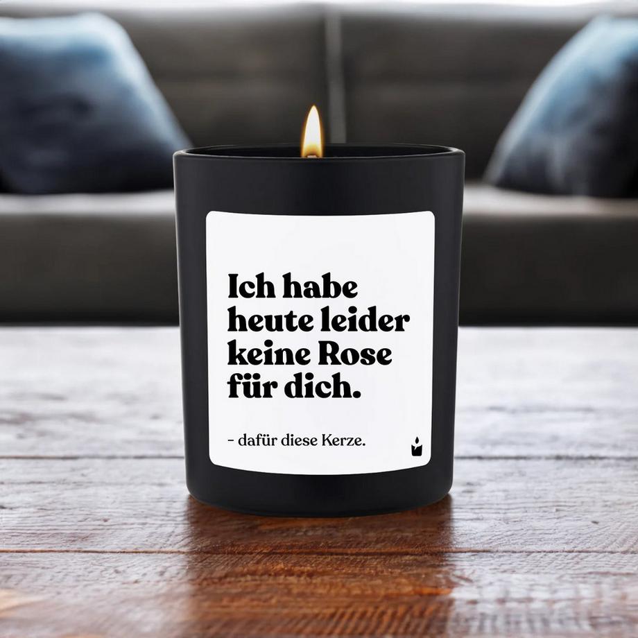 CandleHand Bougie parfumée noire Flowery Ich habe heute leider keine Rose für dich. Dafür diese Kerze.  