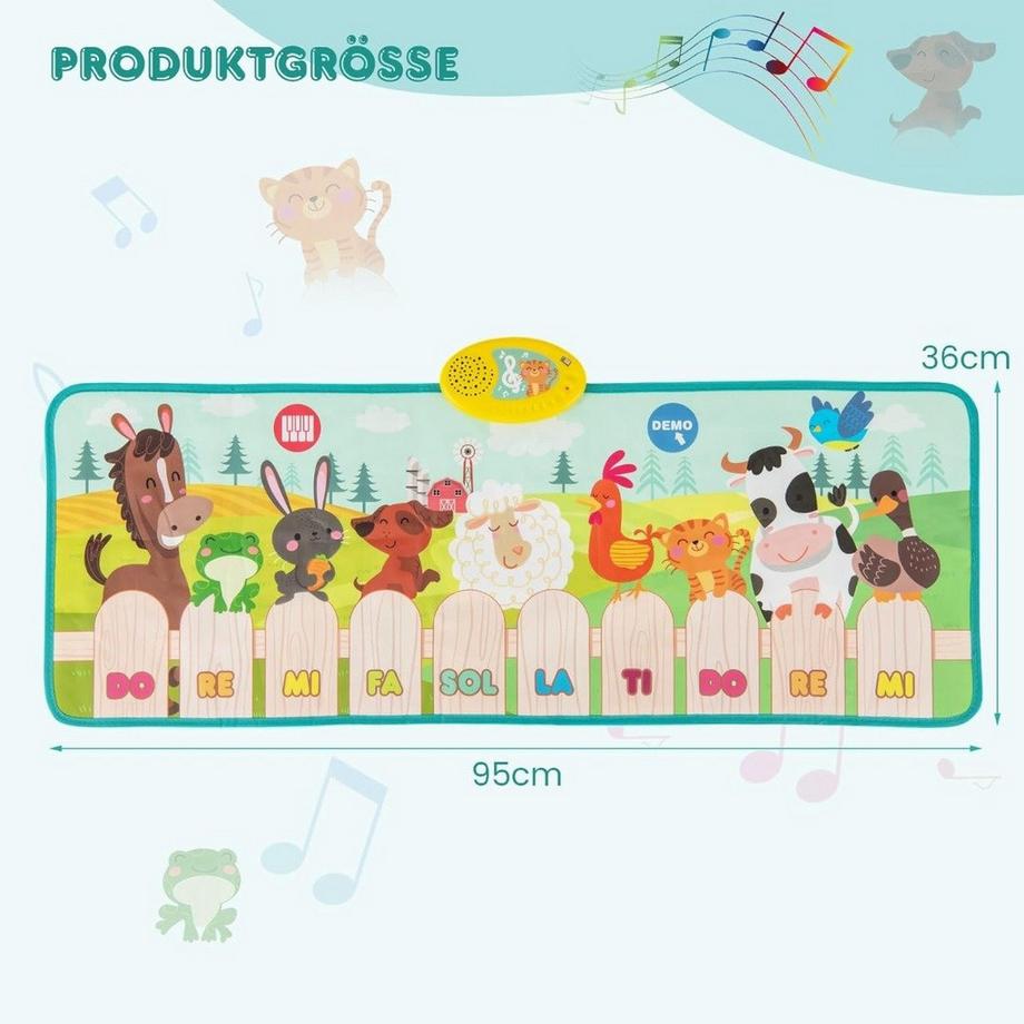 Northix  Tappetino per pianoforte per bambini con suoni di animali 