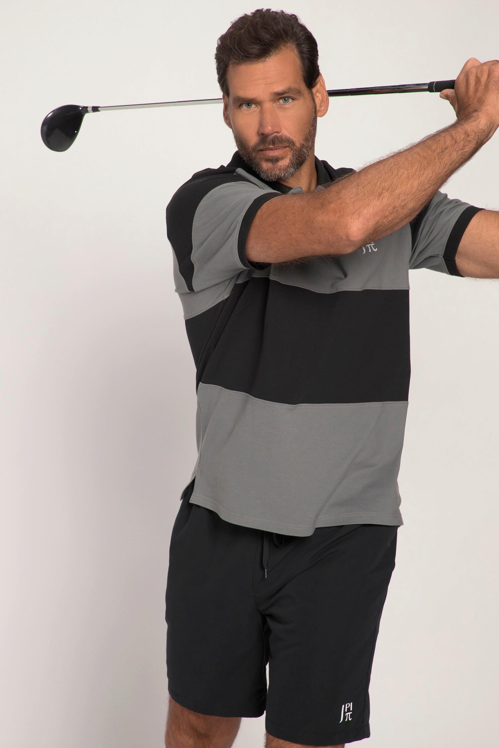 JP1880  Maglia polo da golf con righe e mezze maniche 