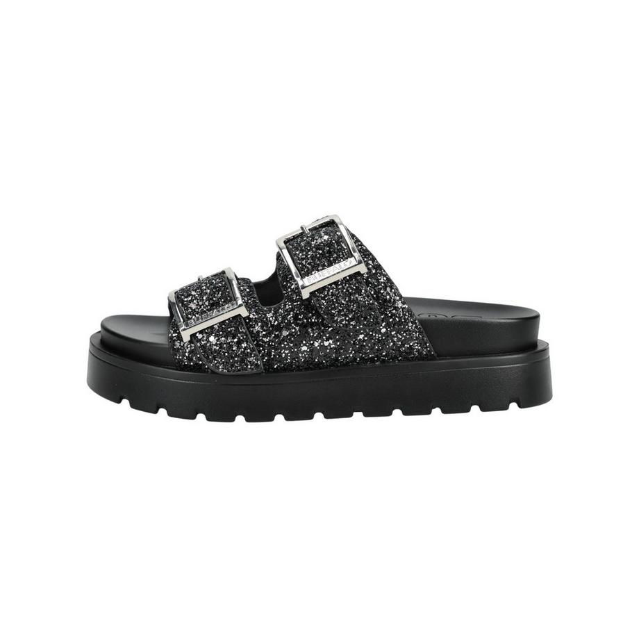 Buffalo Glitzer Doppelriemen Plateausandalen  