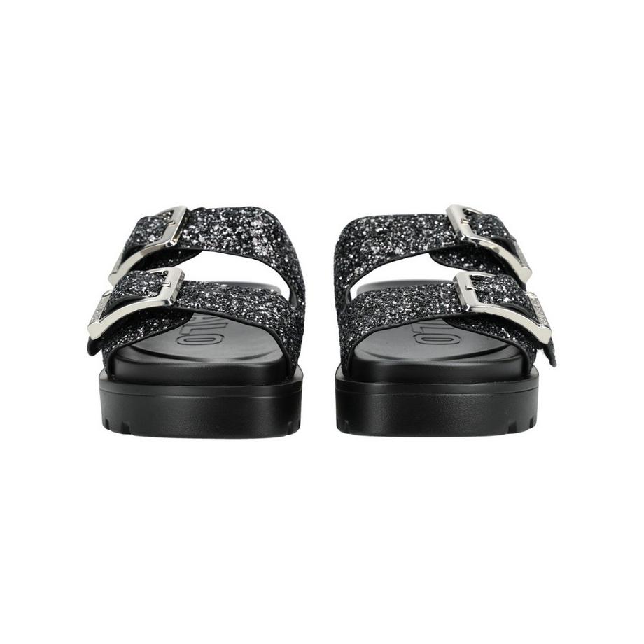 Buffalo Glitzer Doppelriemen Plateausandalen  