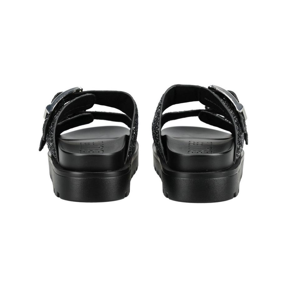 Buffalo Glitzer Doppelriemen Plateausandalen  