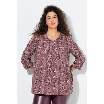 Maglia dal taglio svasato con pieghe decorative, scollo a V e maniche a 3/4