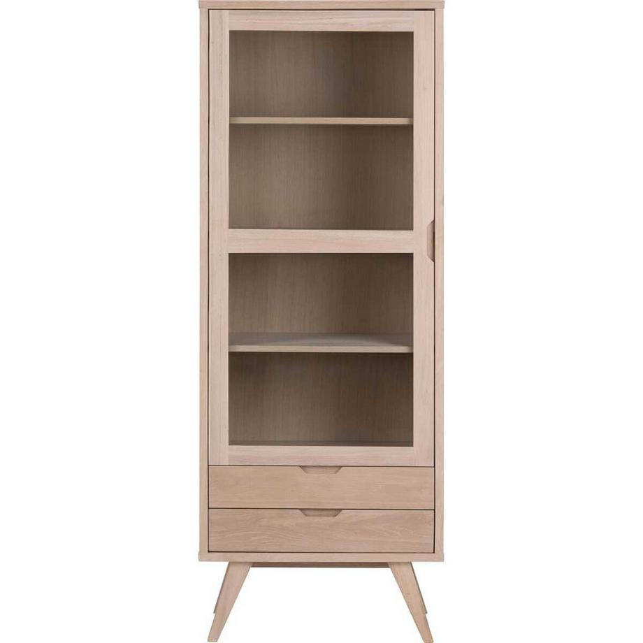 mutoni Vitrine Upsala Massiv/Furnier Eiche Weiss Ölbehandelt  1Glastür 2 Schubladen 72x42x190cm  