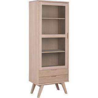 mutoni Vitrine Upsala Massiv/Furnier Eiche Weiss Ölbehandelt  1Glastür 2 Schubladen 72x42x190cm  