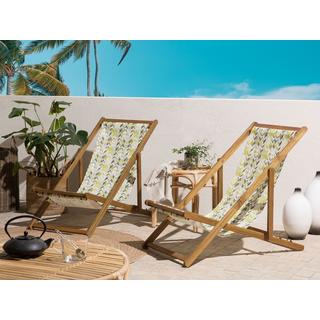 Beliani Set mit 2 klappbaren Liegestühlen aus Stoff Modern ANZIO  