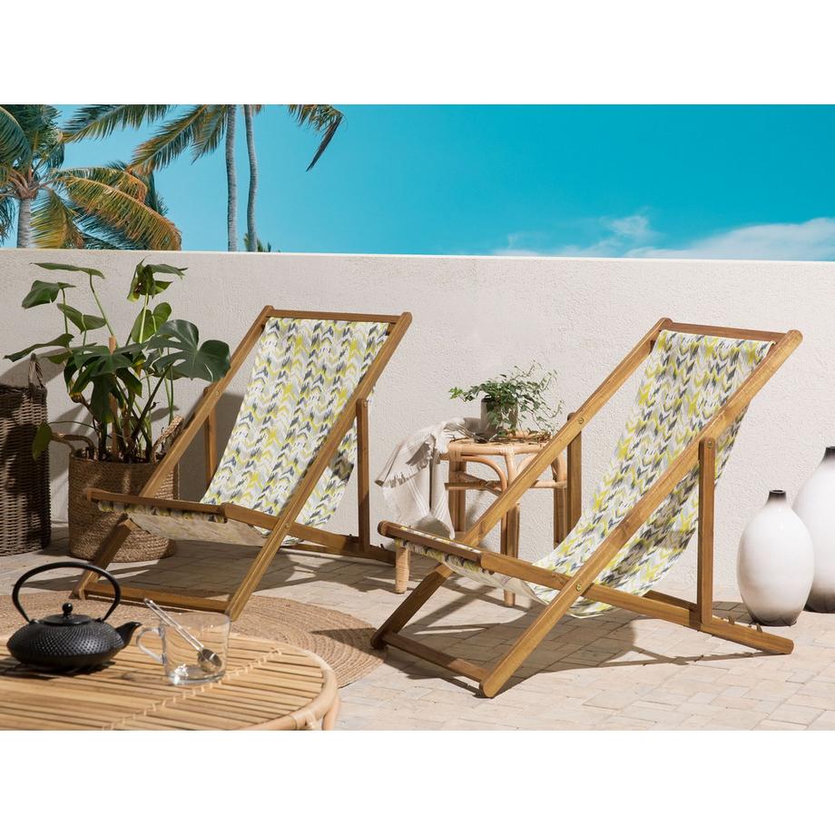 Beliani Lot de 2 chiliennes pliantes en Tissu Moderne ANZIO  