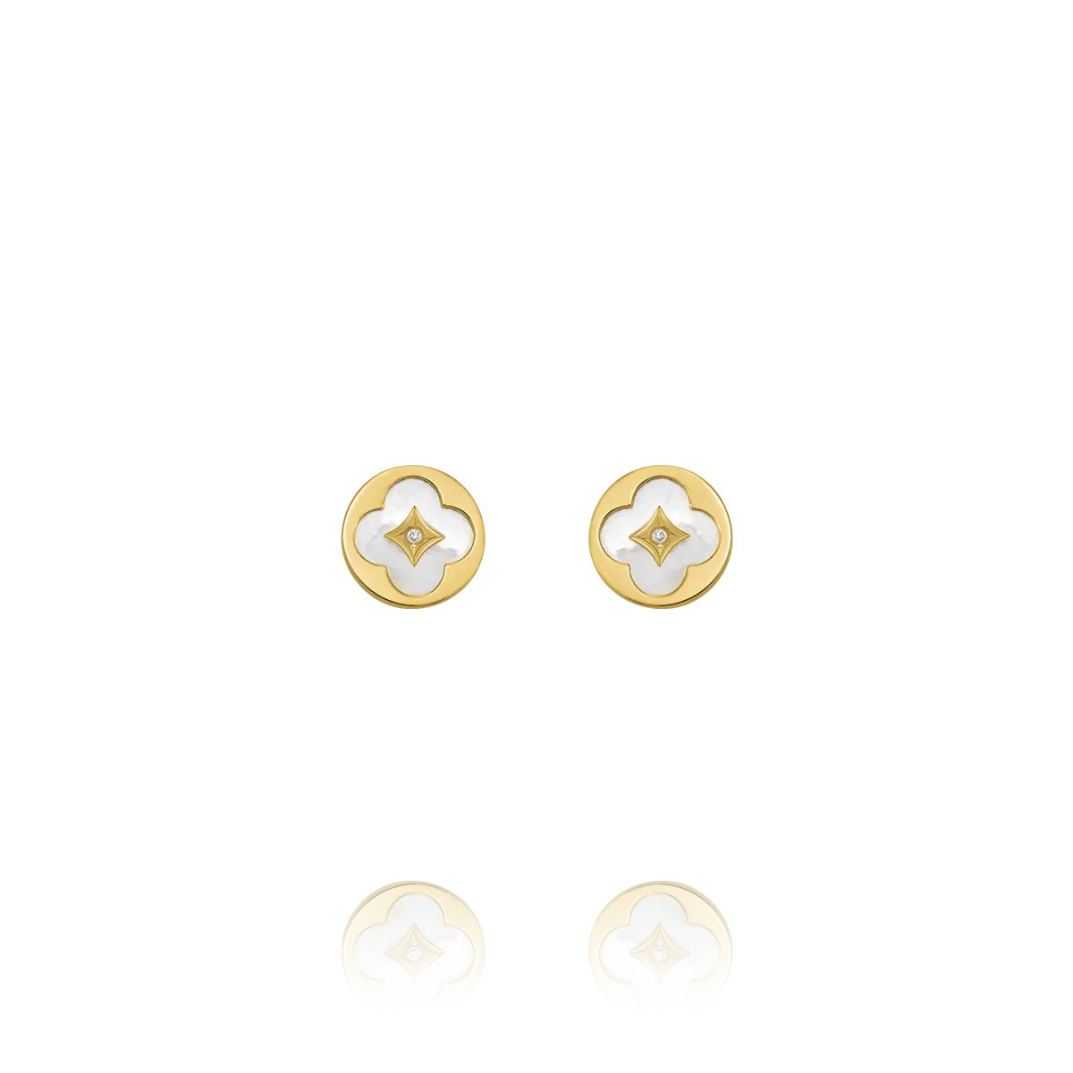 Charles Garnier  Boucles d’Oreilles clous LÉGENDE avec Trèfle en nacre & Argent Doré 