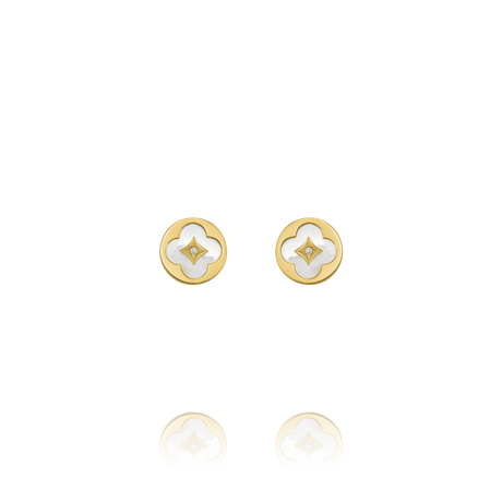 Charles Garnier  Orecchini a bottone LÉGENDE con trifoglio di madreperla e argento dorato 