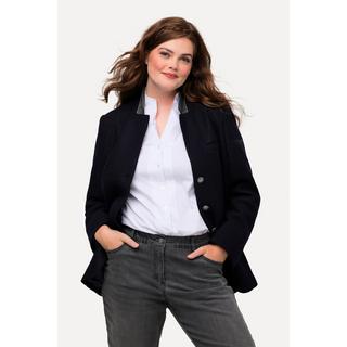 Ulla Popken  Blazer en laine mélangée, col montant, doublure imprimée 