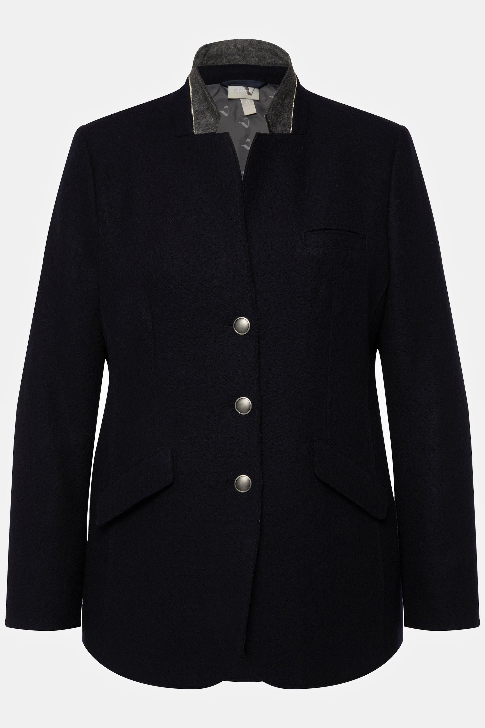 Ulla Popken  Blazer en laine mélangée, col montant, doublure imprimée 