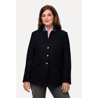 Ulla Popken  Blazer en laine mélangée, col montant, doublure imprimée 