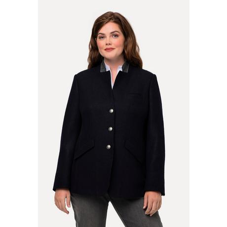 Ulla Popken  Blazer en laine mélangée, col montant, doublure imprimée 