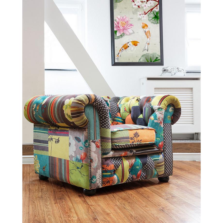Beliani Fauteuil en Tissu Boho CHESTERFIELD  