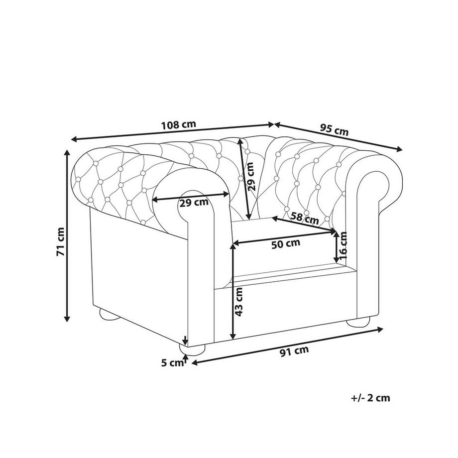 Beliani Fauteuil en Tissu Boho CHESTERFIELD  