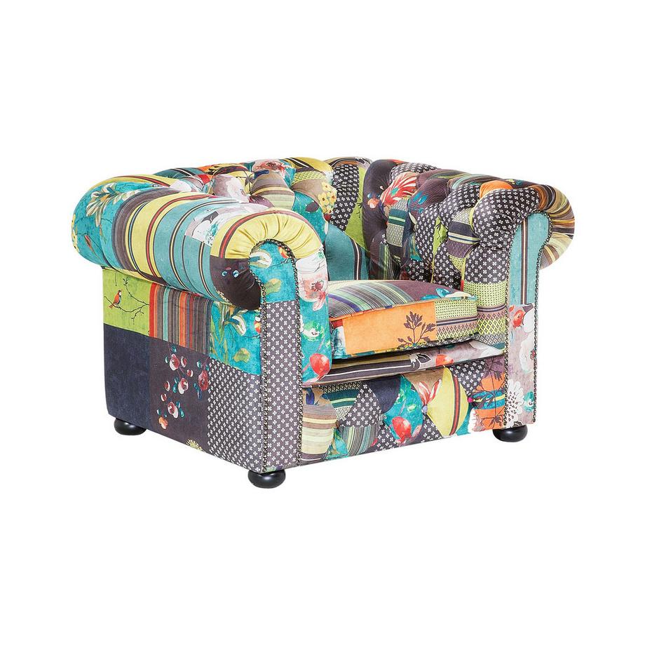 Beliani Fauteuil en Tissu Boho CHESTERFIELD  
