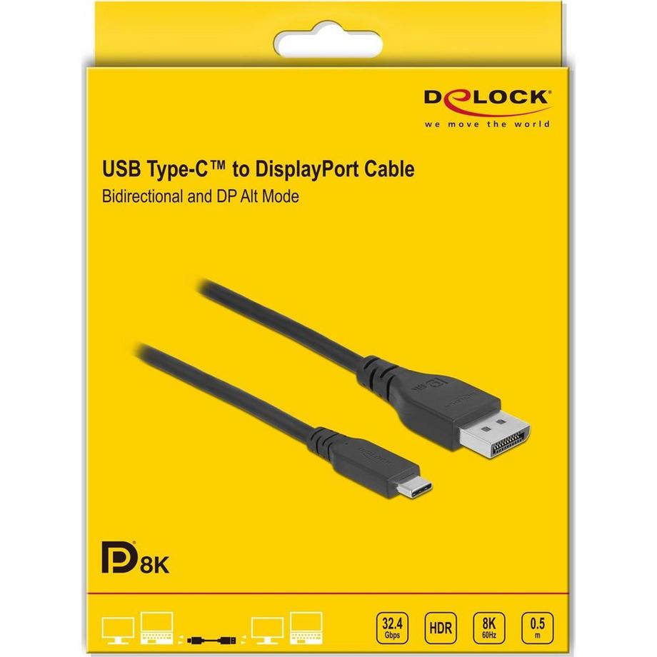 DeLock  Kabel Bidirectional, USB Type-C - DisplayPort 