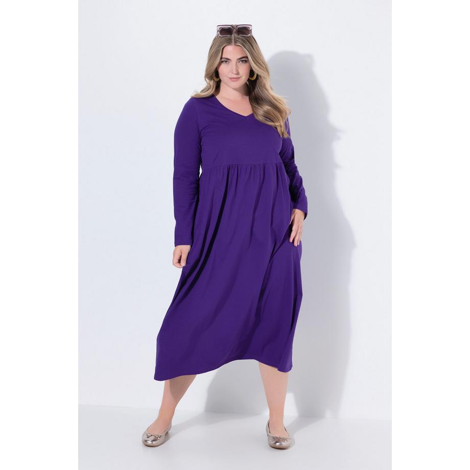 Ulla Popken Maxi Abito Svasato Maniche Lunghe Scollo a V  