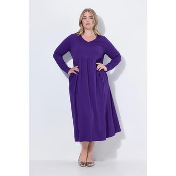 Robe maxi à manches longues et décolleté en V, coupe évasée