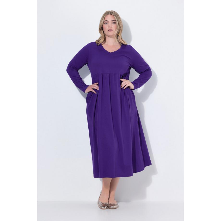 Ulla Popken Maxi Abito Svasato Maniche Lunghe Scollo a V  