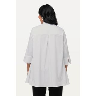 Ulla Popken  Blusa dal taglio svasato con pieghe godet, colletto da camicia e maniche a 3/4 