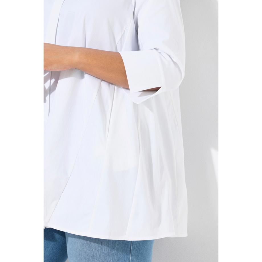 Ulla Popken Chemisier Plis Godet Ligne A Col Chemise Manches 3/4  